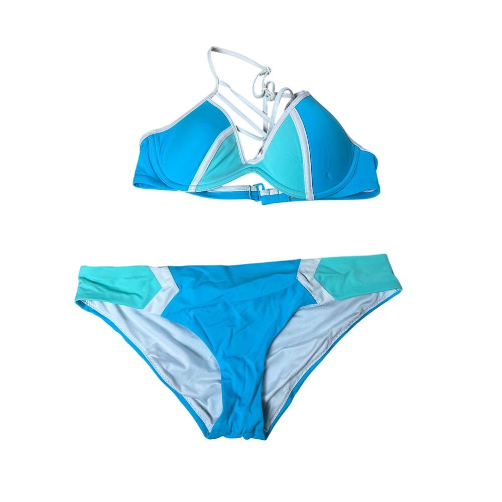 Victoria's Secret  Strappy Front T-Back Colorblock Bikini Top & Bottom Size S/M